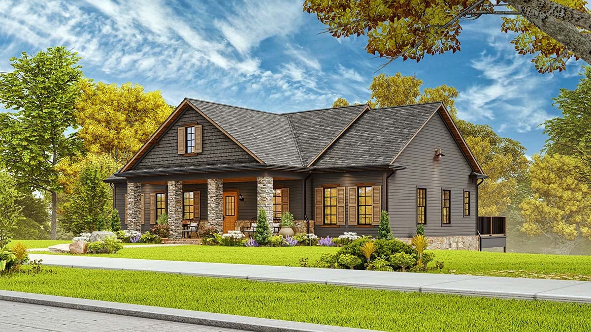 Cottage, Country, Traditional Plan with 1593 Sq. Ft., 3 Bedrooms, 2 Bathrooms Picture 2