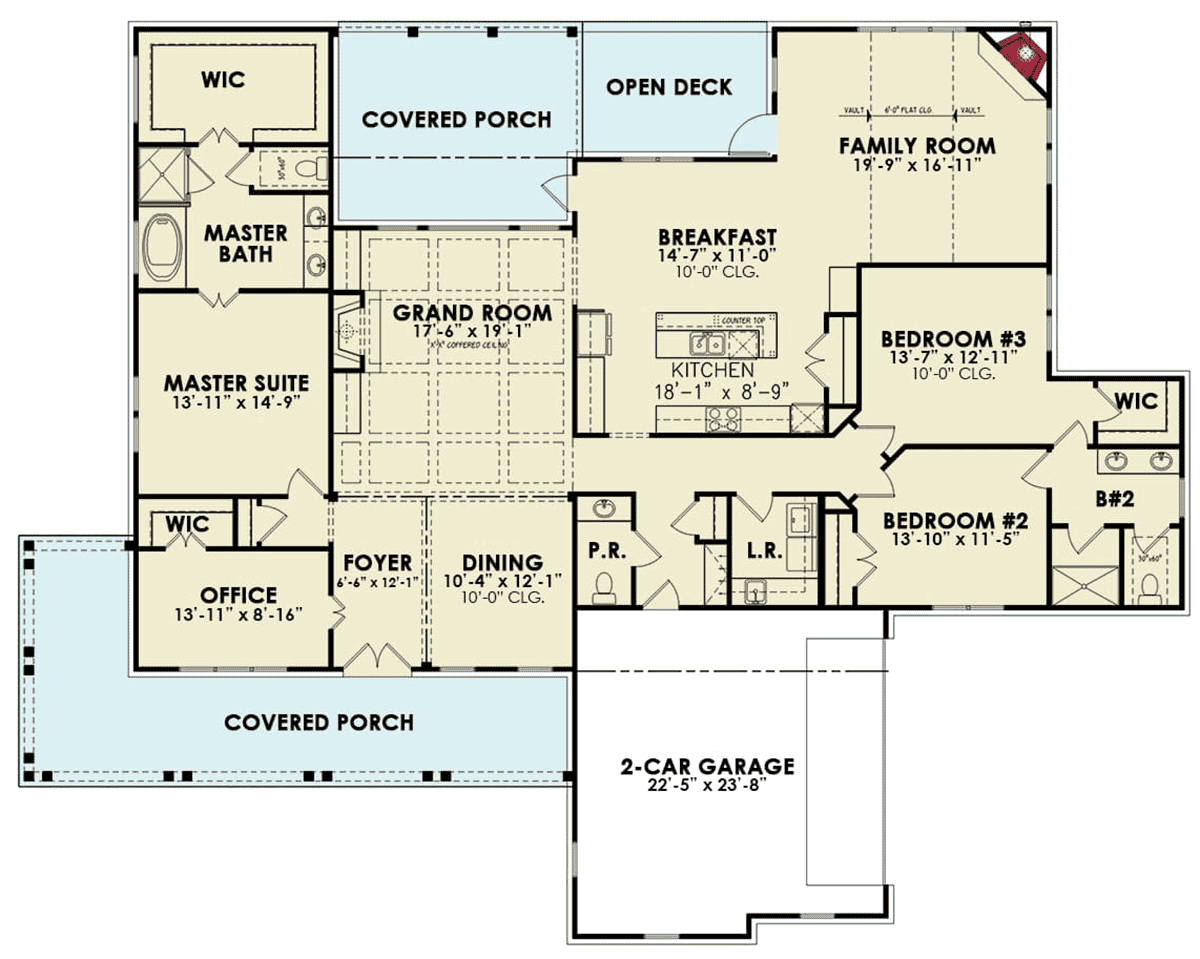 Craftsman, Ranch House Plan 81687 with 3 Beds, 3 Baths, 2 Car Garage Level One