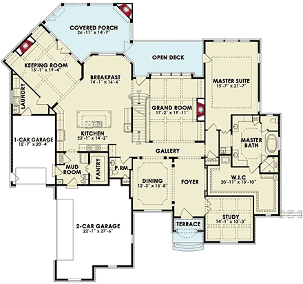 European, French Country, Traditional House Plan 81688 with 5 Beds, 6 Baths, 3 Car Garage First Level Plan