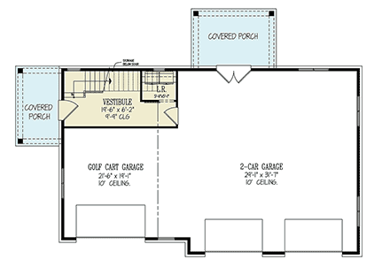Barndominium, Cottage, Country, Craftsman Garage-Living Plan 81690 with 1 Beds, 1 Baths, 3 Car Garage First Level Plan