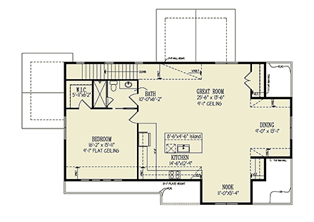 Barndominium, Cottage, Country, Craftsman Garage-Living Plan 81690 with 1 Beds, 1 Baths, 3 Car Garage Second Level Plan