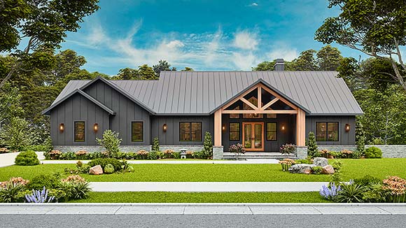 Country, Craftsman, Farmhouse, Ranch House Plan 81693 with 4 Beds, 4 Baths, 2 Car Garage Elevation