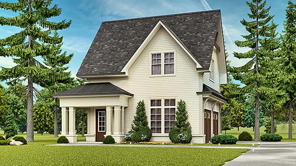 Craftsman, Traditional Garage-Living Plan 81696 with 1 Beds, 1 Baths, 2 Car Garage Elevation