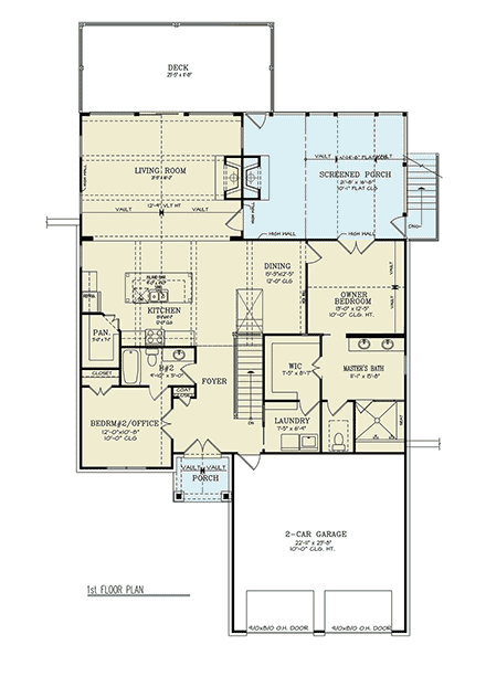 Craftsman, New American House Plan 81697 with 4 Beds, 4 Baths, 2 Car Garage First Level Plan