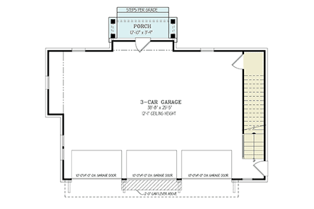 Contemporary, Country, Craftsman, Farmhouse Garage-Living Plan 81698 with 1 Beds, 1 Baths, 3 Car Garage First Level Plan