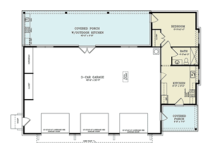 Contemporary, Country, Craftsman, Farmhouse, New American, Traditional Garage-Living Plan 81699 with 1 Beds, 1 Baths, 3 Car Garage First Level Plan