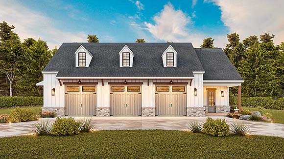 Contemporary, Country, Craftsman, Farmhouse, New American, Traditional Garage-Living Plan 81699 with 1 Beds, 1 Baths, 3 Car Garage Elevation