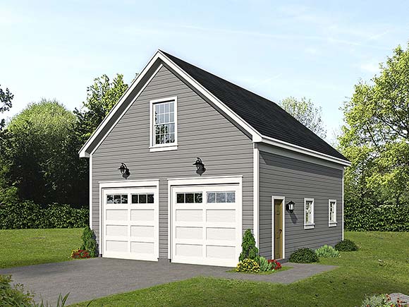 Cape Cod, Country, Ranch, Saltbox, Traditional 2 Car Garage Plan 81708 Elevation