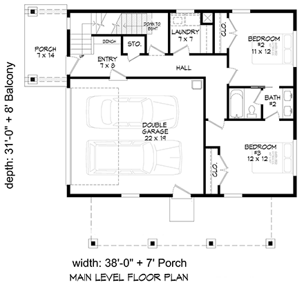 Contemporary, Modern Garage-Living Plan 81709 with 3 Beds, 3 Baths, 2 Car Garage First Level Plan
