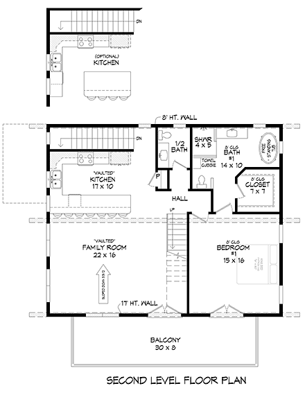 Contemporary, Modern Garage-Living Plan 81709 with 3 Beds, 3 Baths, 2 Car Garage Second Level Plan
