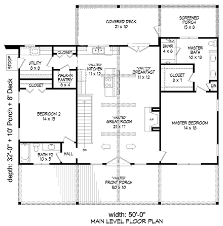 Country, Farmhouse, Ranch, Traditional House Plan 81716 with 2 Beds, 2 Baths First Level Plan