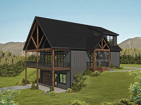 Cabin, Country, Prairie, Traditional House Plan 81718 with 3 Beds, 3 Baths, 1 Car Garage Elevation