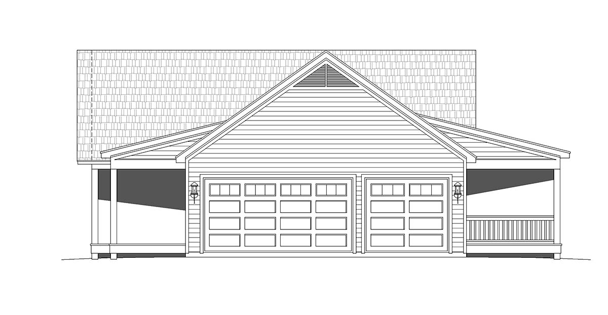 Country, Farmhouse, Ranch, Traditional Plan with 1519 Sq. Ft., 2 Bedrooms, 2 Bathrooms, 3 Car Garage Picture 2