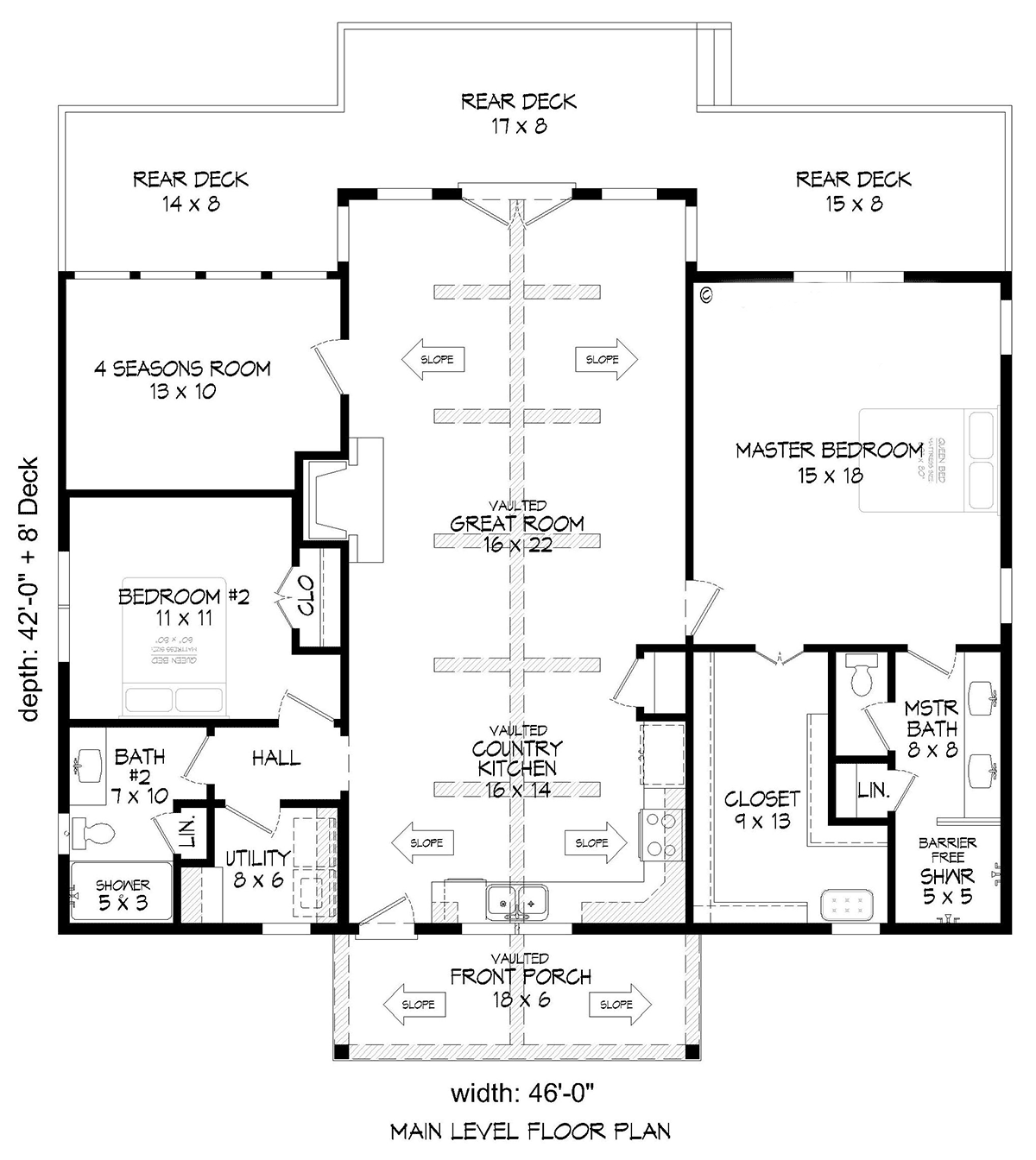 Bungalow, Country, Craftsman, Farmhouse, Prairie, Ranch, Traditional House Plan 81723 with 2 Beds, 2 Baths Level One
