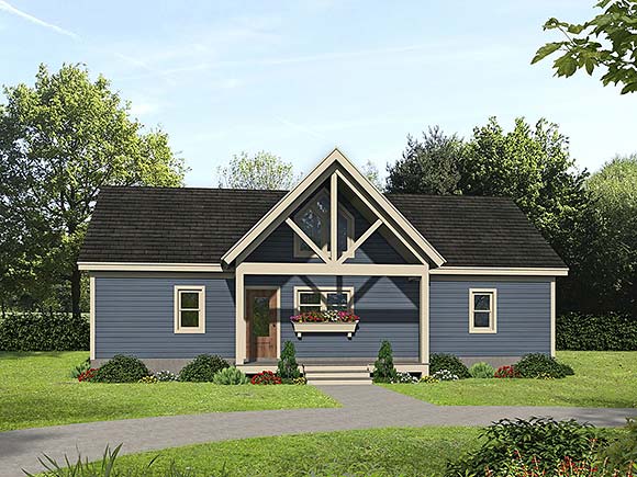 Bungalow, Country, Craftsman, Farmhouse, Prairie, Ranch, Traditional House Plan 81723 with 2 Beds, 2 Baths Elevation