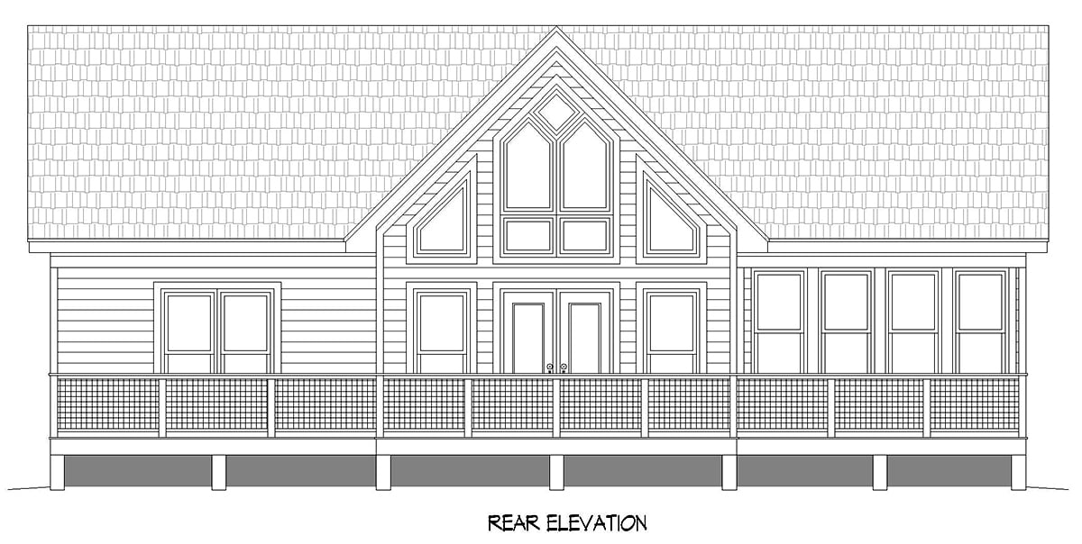 Bungalow, Country, Craftsman, Farmhouse, Prairie, Ranch, Traditional House Plan 81723 with 2 Beds, 2 Baths Rear Elevation