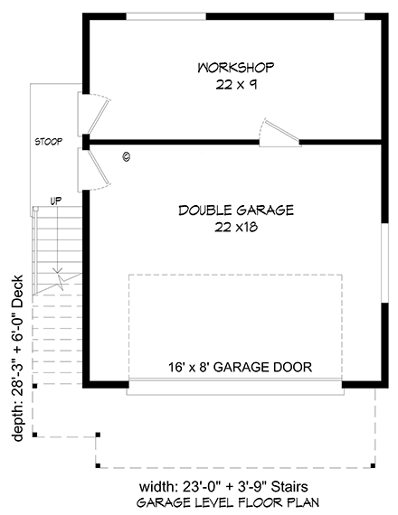 Coastal, Contemporary, Modern Garage-Living Plan 81728 with 1 Beds, 1 Baths, 1 Car Garage First Level Plan
