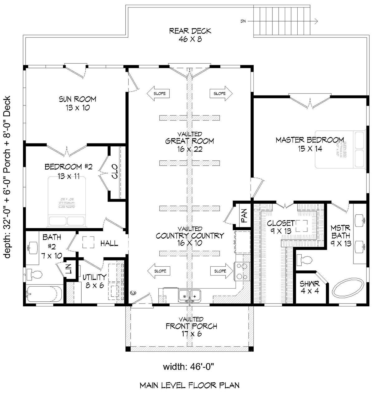 Cottage, Country, Ranch, Traditional House Plan 81736 with 2 Beds, 2 Baths Level One