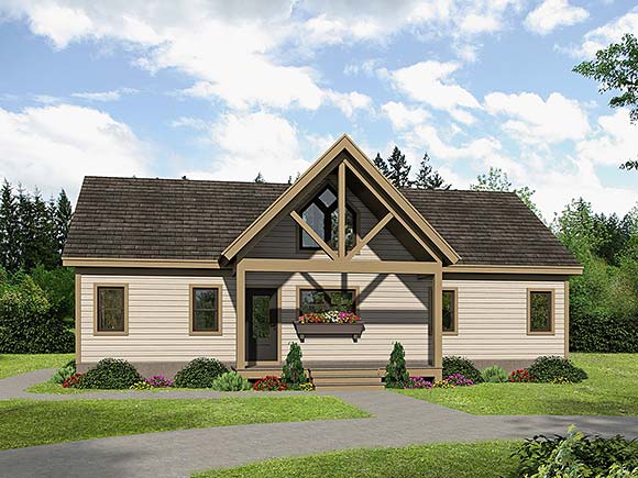 Cottage, Country, Ranch, Traditional House Plan 81736 with 2 Beds, 2 Baths Elevation