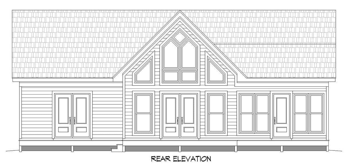 Cottage, Country, Ranch, Traditional House Plan 81736 with 2 Beds, 2 Baths Rear Elevation
