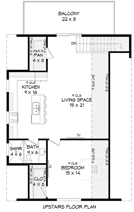 Barndominium, Country, Farmhouse Garage-Living Plan 81739 with 1 Beds, 2 Baths, 3 Car Garage Second Level Plan
