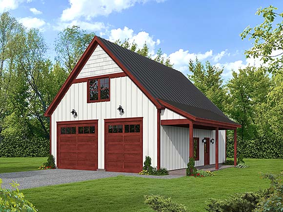 Barndominium, Country, Farmhouse Garage-Living Plan 81739 with 1 Beds, 2 Baths, 3 Car Garage Elevation