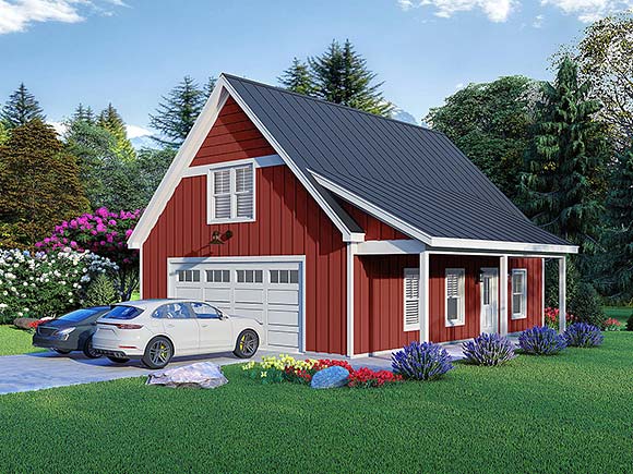 Bungalow, Country, Craftsman, Traditional Garage-Living Plan 81748 with 1 Beds, 2 Car Garage Elevation