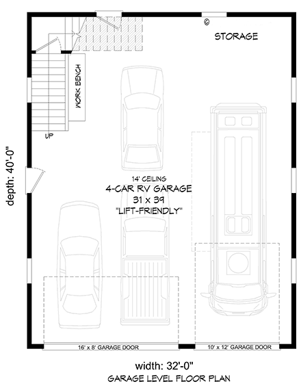 Contemporary, Farmhouse, Traditional 4 Car Garage Plan 81750 First Level Plan