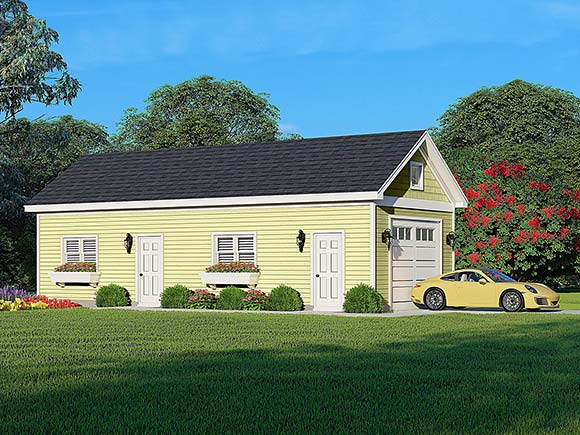 Country, Traditional 1 Car Garage Apartment Plan 81752 Elevation