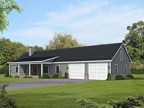 Country, Ranch, Traditional House Plan 81755 with 3 Beds, 3 Baths, 2 Car Garage Elevation