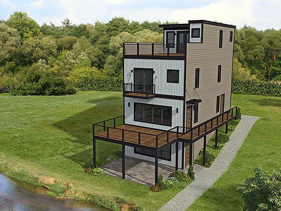 Coastal, Contemporary, Modern House Plan 81759 with 2 Beds, 5 Baths Elevation