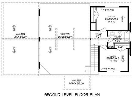 Country, French Country, Prairie, Ranch, Traditional House Plan 81764 with 3 Beds, 3 Baths, 2 Car Garage Second Level Plan