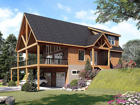 Country, French Country, Prairie, Ranch, Traditional House Plan 81764 with 3 Beds, 3 Baths, 2 Car Garage Elevation