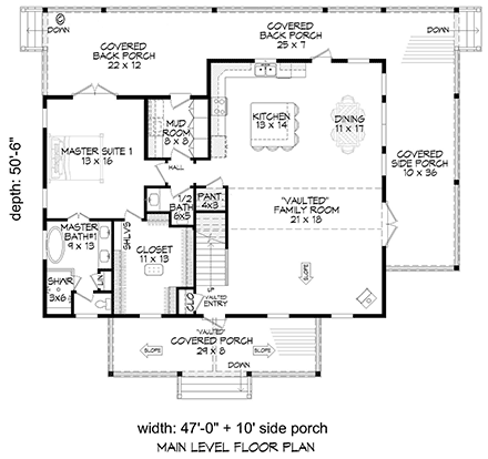 Cabin, Cottage, Country, Craftsman, Farmhouse House Plan 81770 with 3 Beds, 4 Baths First Level Plan