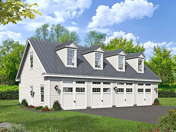 Bungalow, Cape Cod, Country, Craftsman, Farmhouse, Ranch, Saltbox 4 Car Garage Plan 81772 Elevation