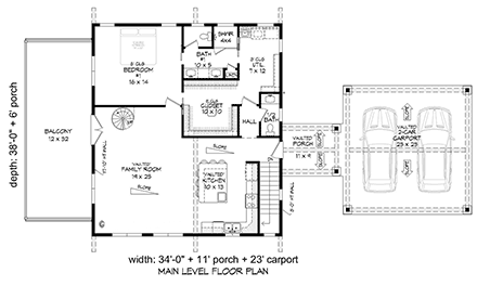 Contemporary, Modern House Plan 81777 with 2 Beds, 3 Baths, 2 Car Garage First Level Plan