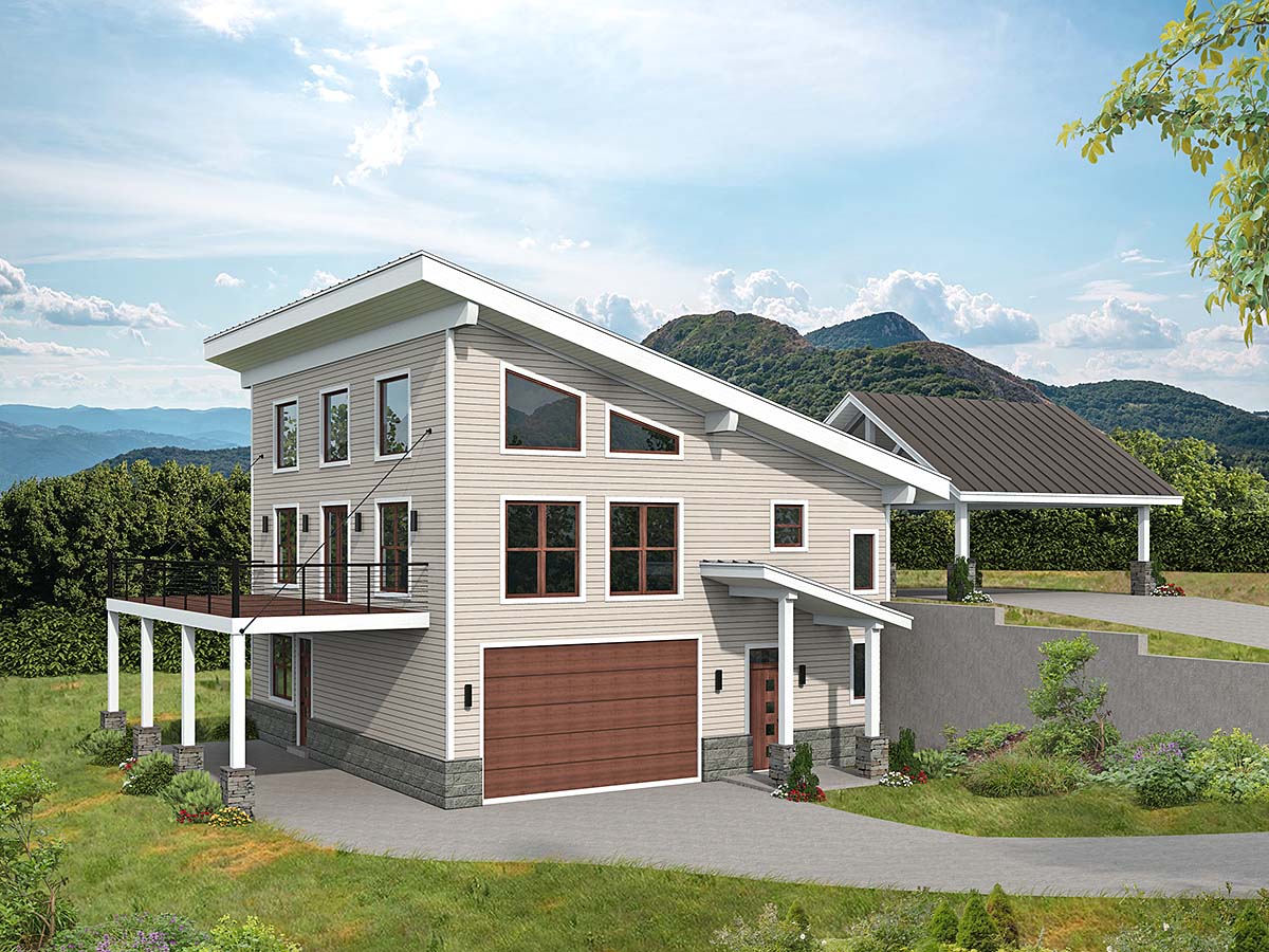 Contemporary, Modern Plan with 2356 Sq. Ft., 2 Bedrooms, 3 Bathrooms, 2 Car Garage Elevation