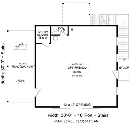 Barndominium, Country, Farmhouse Garage-Living Plan 81786, 3 Car Garage First Level Plan