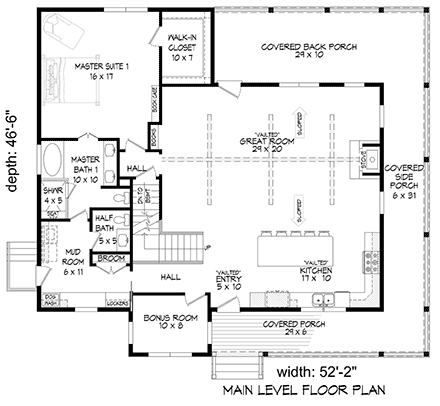 Bungalow, Country, Craftsman, Farmhouse, Traditional House Plan 81790 with 3 Beds, 3 Baths, 2 Car Garage First Level Plan