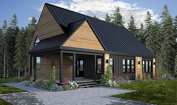 Contemporary, Modern House Plan 81804 with 2 Beds, 1 Baths Elevation