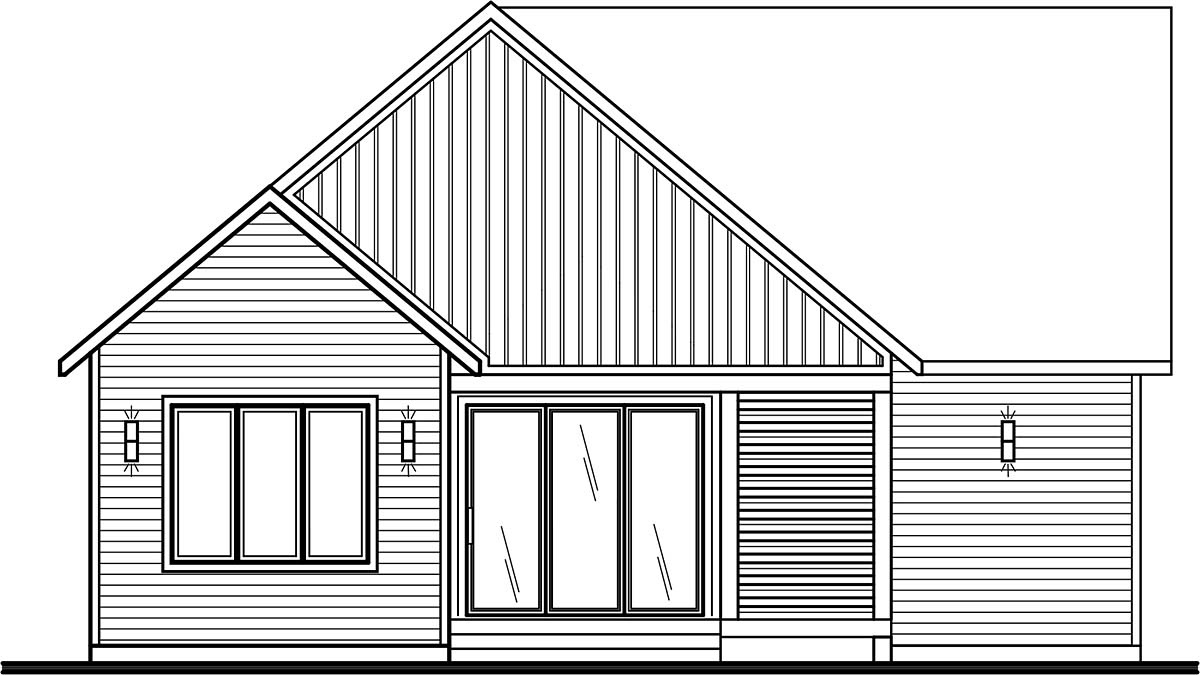 Cabin, Contemporary, Cottage, Country, Ranch Plan with 1487 Sq. Ft., 2 Bedrooms, 1 Bathrooms Picture 2