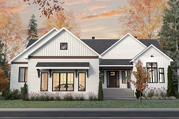 Country, Farmhouse, Ranch House Plan 81812 with 3 Beds, 2 Baths, 2 Car Garage Elevation