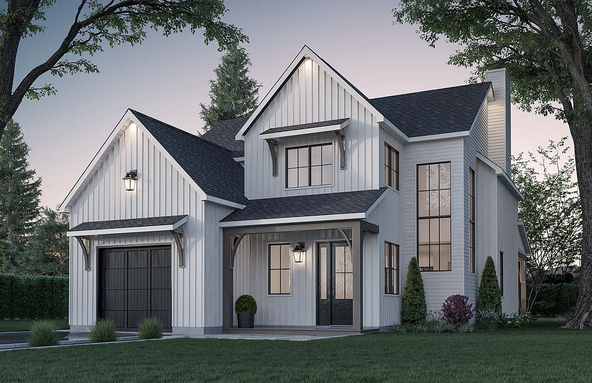 Plan with 2150 Sq. Ft., 3 Bedrooms, 2 Bathrooms, 1 Car Garage Elevation