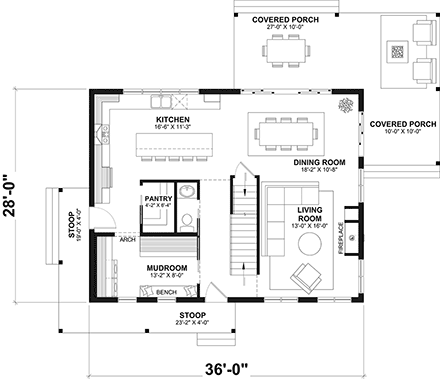 House Plan 81820 - Traditional Style with 2826 Sq Ft, 5 Bed, 2 Ba