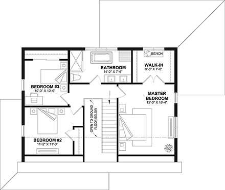 Cape Cod, Country, Farmhouse, Traditional House Plan 81820 with 5 Beds, 3 Baths Second Level Plan