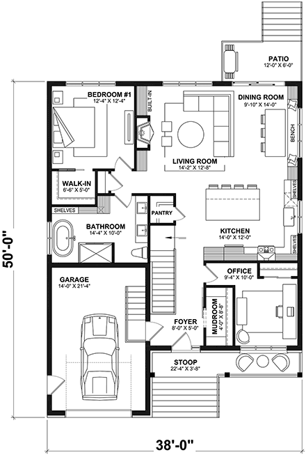 Country, Farmhouse, Ranch House Plan 81826 with 5 Beds, 2 Baths, 1 Car Garage First Level Plan