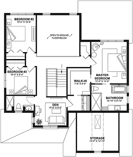 Country, Farmhouse, Traditional House Plan 81827 with 3 Beds, 3 Baths, 2 Car Garage Second Level Plan