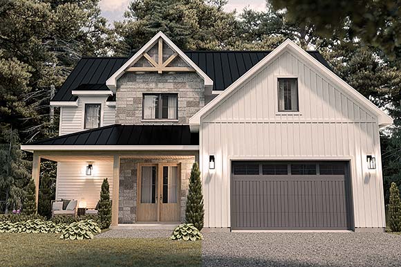 Country, Farmhouse, Traditional House Plan 81827 with 3 Beds, 3 Baths, 2 Car Garage Elevation