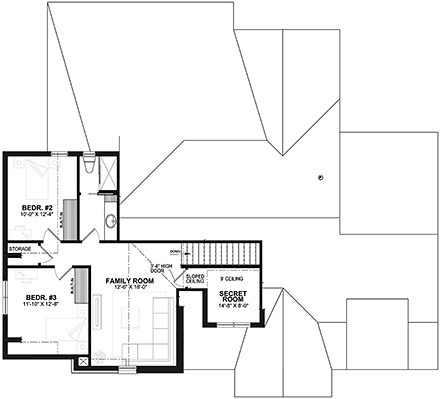 Craftsman, Farmhouse, French Country, Ranch House Plan 81828 with 3 Beds, 3 Baths, 1 Car Garage Second Level Plan