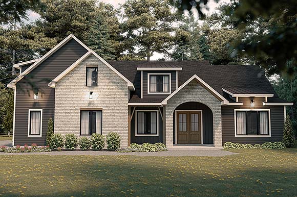 Craftsman, Farmhouse, French Country, Ranch House Plan 81828 with 3 Beds, 3 Baths, 1 Car Garage Elevation